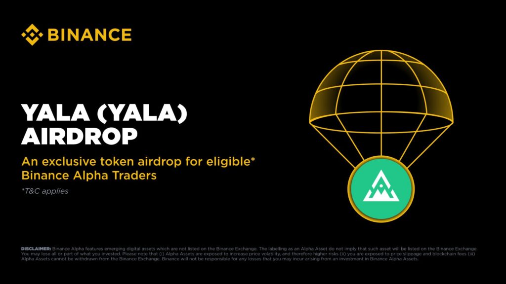 Binance alpha yala airdrop kampanyası görseli