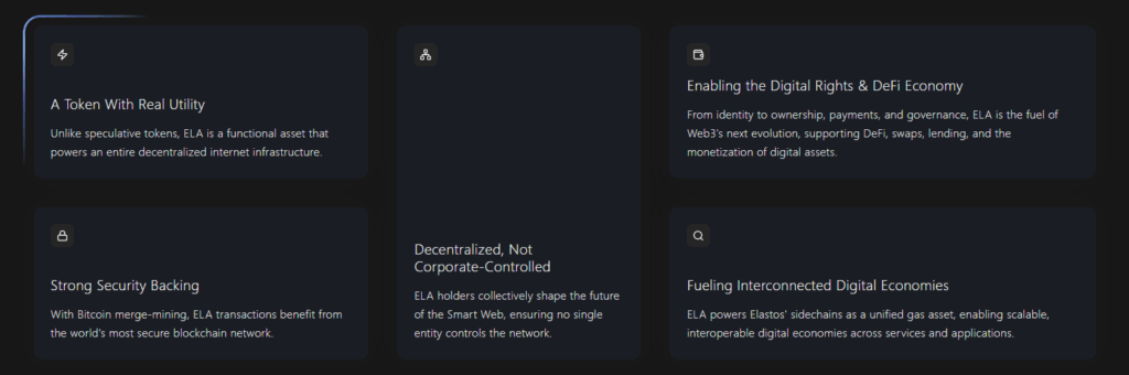 ela token kullanım elastos