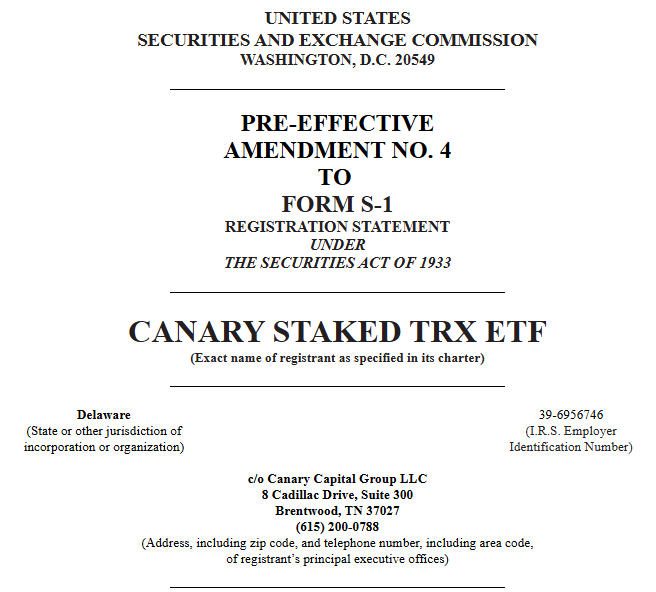 tron trxs etf sec